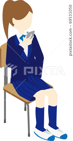 High school girl with a smartphone in the classroom 69531050