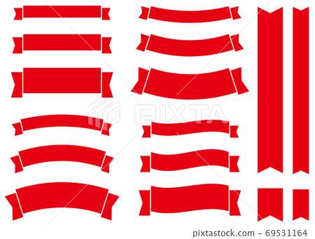 Simple ribbon set with different widths Red 69531164