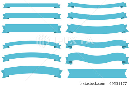 Horizontally long ribbon set with different widths Simple flat design Light blue 69531177