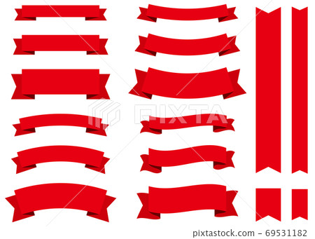 Simple ribbon set with different widths Red 69531182