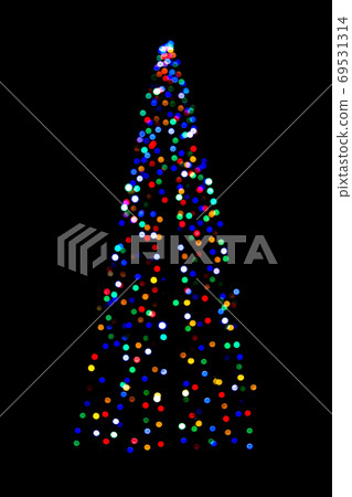 Blurred christmas tree lights isolated on black background 69531314