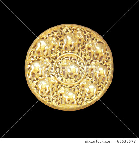 Pattern of wood carved for decoration isolated on 69533578