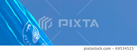 3D rendering of the flag of Food and agriculture organization waving in the wind 69534523