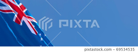 3D rendering of the national flag of Cook Islands waving in the wind 69534535