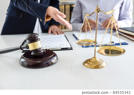 Professional Female lawyer discussing negotiation 69535341