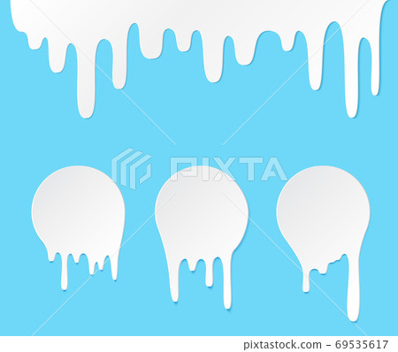 Melt drip and circle milk labels. Vector set liquid drops icons for graffiti blob stickers. White liquid or melted chocolate drips, milk, current paint. Melt drip and circle milk labels. Vector set liquid drops icons for graffiti blob stickers. White liquid or melted chocolate drips, milk, current paint. 69535617