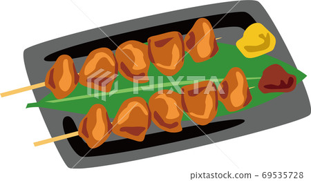 Salty Kushiyaki of chicken thigh Japanese yakitori Salty Kushiyaki of chicken thigh Japanese yakitori 69535728
