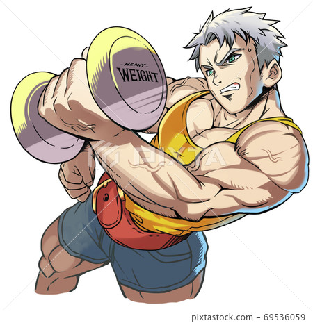 Muscle Training Event-Men Training With Dumbbell Curl 69536059