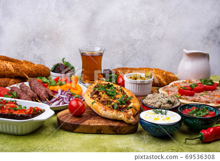 Traditional Turkish or Middle eastern dishes Traditional Turkish or Middle eastern dishes 69536308