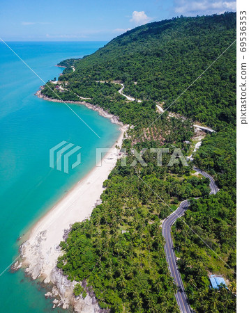 aerial view of beach road at Khanom district aerial view of beach road at Khanom district 69536353