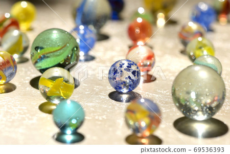 Closeup Glass marble balls 69536393