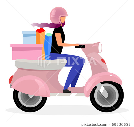 Girl driving scooter flat vector illustration.... - Stock Illustration  [69536655] - PIXTA