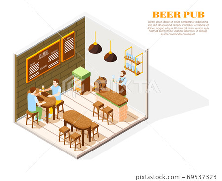 Beer Pub Isometric Composition 69537323