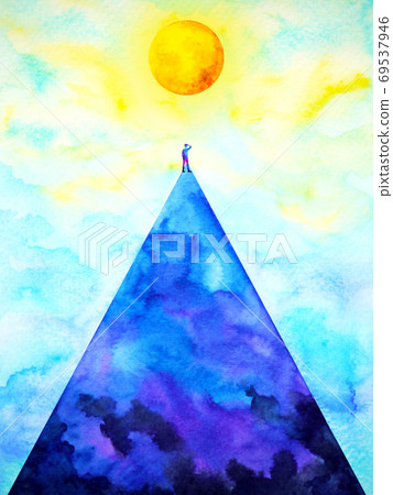 Human On Top Abstract Mountain Mind Soul Stock Illustration