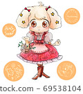 Retro cute and fashionable dachshund girl 69538104