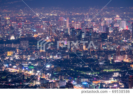 《大阪府》大阪市中心的夜景和全景 《大阪府》大阪市中心的夜景和全景 69538586