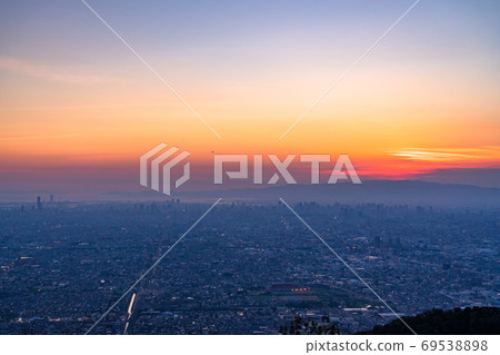 《Osaka Prefecture》 Night view and panoramic view of central Osaka 69538898