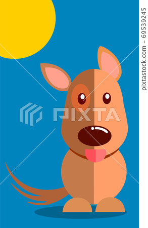 Smiling dog with tongue sticking out vector illustration with blue background. 69539245