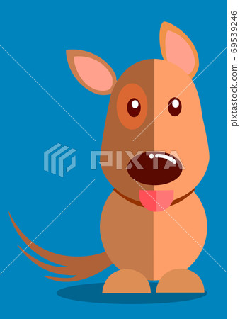 Smiling dog with tongue sticking out vector illustration with blue background. 69539246