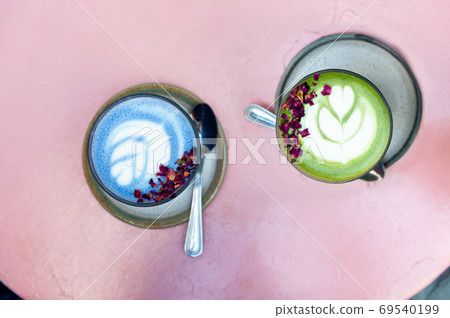 Different Healthy Super Lattes in cafe Different Healthy Super Lattes in cafe 69540199