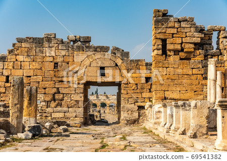 Hierapolis ancient city ruins Pamukkale Turkey. UNESCO world heritage site Hierapolis ancient city ruins Pamukkale Turkey. UNESCO world heritage site 69541382