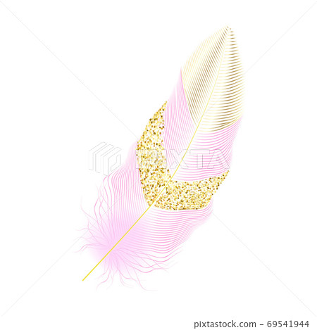 Silver and gold glitter feathers.Boho style elements,tattoo template. 69541944