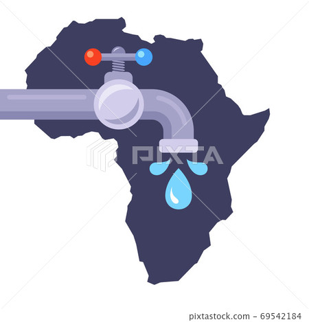 lack of clean drinking water on the African continent. flat vector illustration. lack of clean drinking water on the African continent. flat vector illustration. 69542184