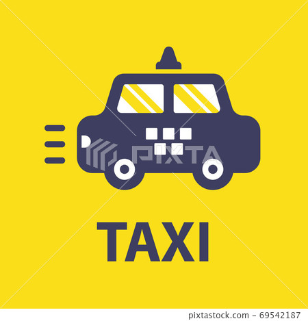 taxi icon on yellow background. fast passenger delivery. flat vector illustration. taxi icon on yellow background. fast passenger delivery. flat vector illustration. 69542187