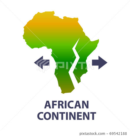 The African continent is very slowly stratifying. a new ocean is emerging. flat vector illustration isolated on white background. The African continent is very slowly stratifying. a new ocean is emerging. flat vector illustration isolated on white background. 69542188