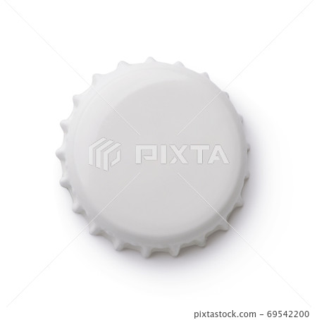 Top view of white bottle crown cap 69542200