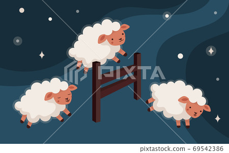 Counting of sheeps jump over the fence 69542386