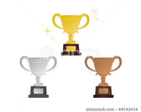 Gold, silver and bronze trophy illustration material Gold, silver and bronze trophy illustration material 69542634