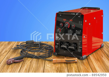 Welding machine with stick electrode holder, work cable and clam Welding machine with stick electrode holder, work cable and clam 69542950