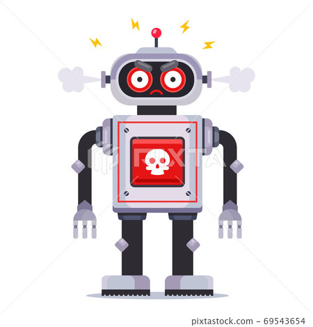 angry killer robot on a white background. Flat character vector illustration angry killer robot on a white background. Flat character vector illustration 69543654