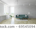 Room interior with furniture, 3D Rendering 69545094