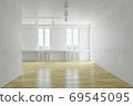 Home room interior with dirty old wall, 3D Rendering 69545095