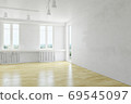 Empty room interior with dirty old wall, 3D Rendering 69545097