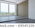Room with Window and Concrete Floor, 3D Rendering 69545100