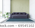 Room with Sofa and Green Plant, 3D Rendering 69545102