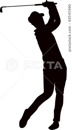 Silhouette to hit a golf iron shot 69545990