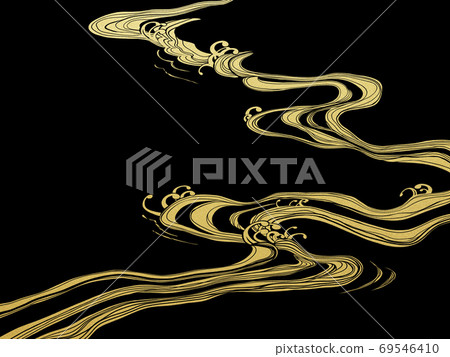 帶有波浪圖案的日式材料-有多種變化 69546410