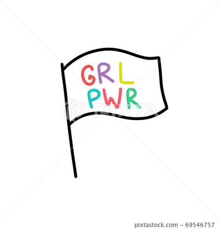 girl power flag doodle icon, vector color 69546757