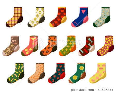 Cartoon socks set isolated on white background Cartoon socks set isolated on white background 69546833