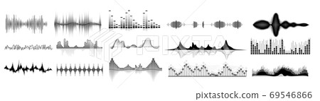 Sound waves icon set. Isolated audio sound wave 69546866