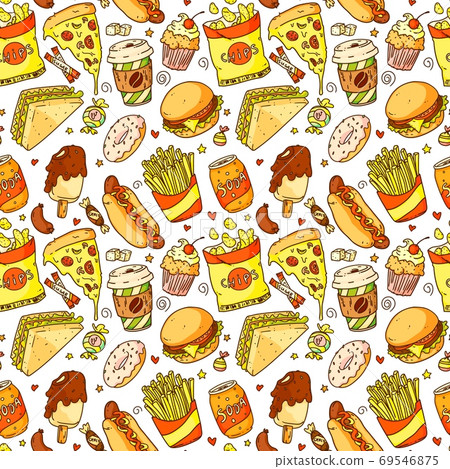 Fast food pattern - Stock Illustration [69546875] - PIXTA