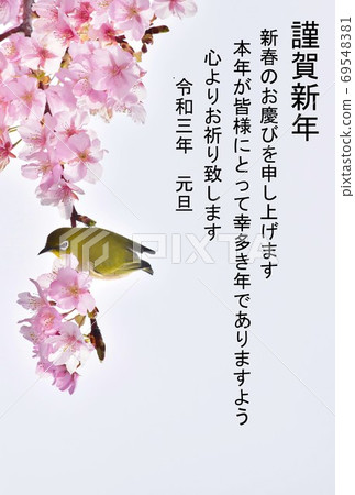 Mejiro和櫻花的新年賀卡 Mejiro和櫻花的新年賀卡 69548381