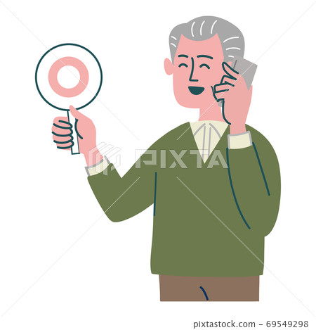 Male senior mobile phone Maru standing 69549298