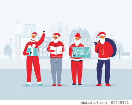 Christmas Santa Claus Characters Snowy Background 69549361