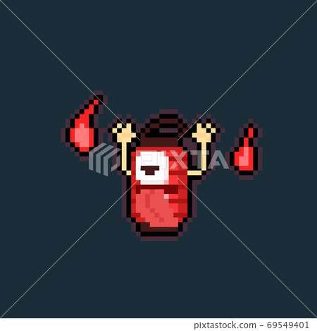Pixel art cartoon chochin obake character.ghost lamp. Pixel art cartoon chochin obake character.ghost lamp. 69549401