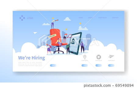 Recruitment, Job Interview Concept Landing... - Stock Illustration ...